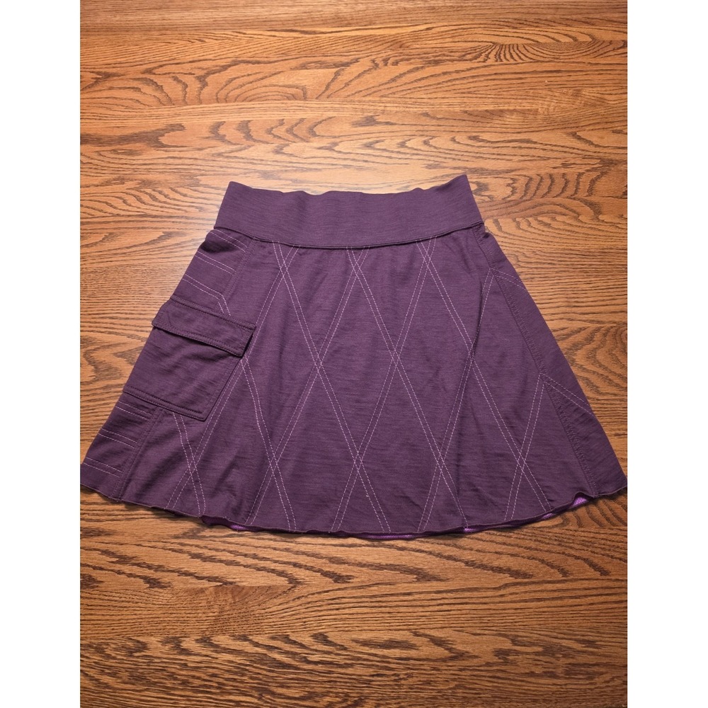 Title Nine Skirt Walk the Line Womens Small Plum 100% Merino Wool Mesh Lined